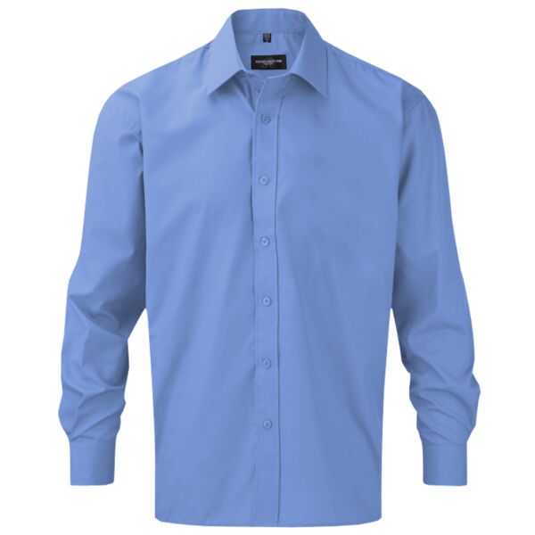 Men's Long Sleeve Tailored Polycotton Poplin Shirt Thumbnail